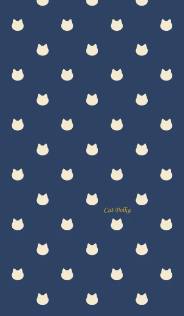 [LINE着せ替え] Cat Polka[Navy and Beige]の画像1