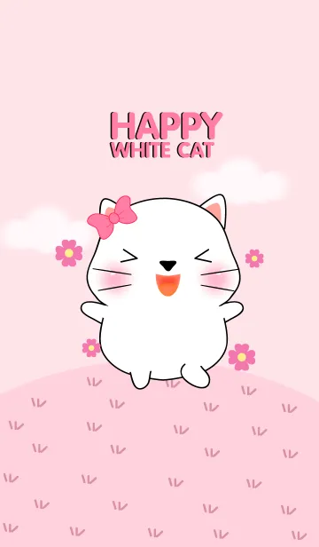 [LINE着せ替え] Happy Cute White Cat Theme(jp)の画像1