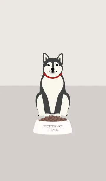 [LINE着せ替え] ごはんの時間 - 黒柴犬 -の画像1