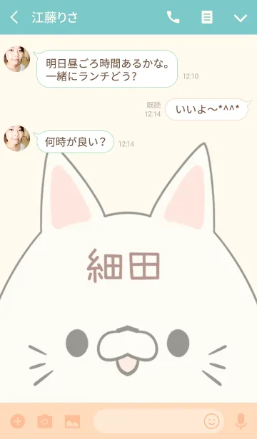 [LINE着せ替え] 細田専用の可愛いねこの名前着せ替えの画像3