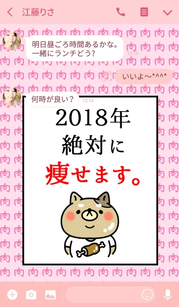 [LINE着せ替え] ネタ着せかえ「2018年は絶対に痩せます。」の画像3