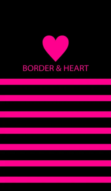 [LINE着せ替え] BORDER ＆ HEART-Black＆Vividpink-の画像1