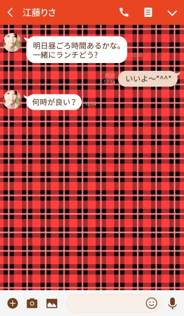 [LINE着せ替え] Checkered pattern -RED-の画像3