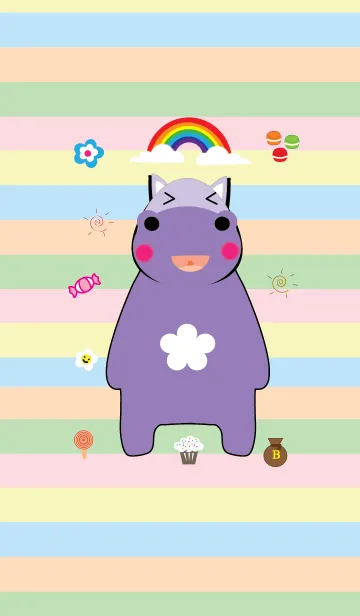 [LINE着せ替え] Cute hippo theme (JP)の画像1