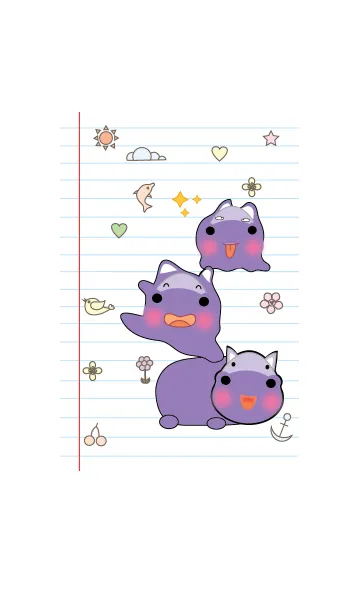 [LINE着せ替え] Cute hippo theme v.2 (JP)の画像1