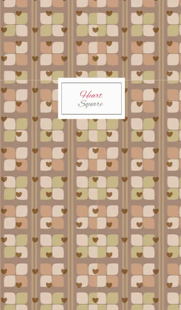 [LINE着せ替え] square / brown and green (heart)の画像1