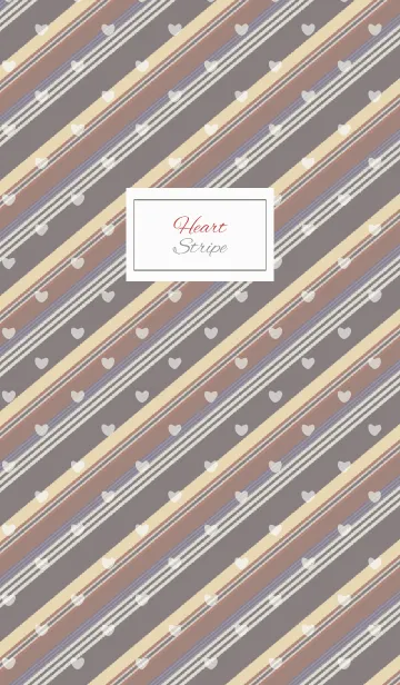 [LINE着せ替え] stripe2 / beige and brown (heart)の画像1