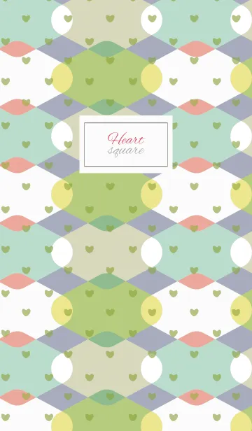 [LINE着せ替え] Square3 / green and pink (heart)の画像1