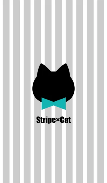 [LINE着せ替え] Stripe×Cat[Gray×Green]Jの画像1