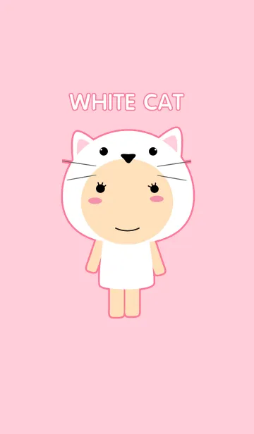 [LINE着せ替え] Simple Girl Cute White Cat theme(jp)の画像1