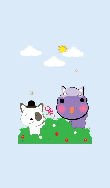 [LINE着せ替え] Cute hippo and dog theme (JP)の画像1