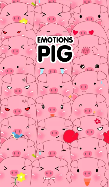 [LINE着せ替え] Simple Emotions Pink Pig Theme V.2(jp)の画像1