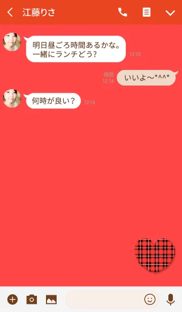 [LINE着せ替え] シンプルレッドチェックの画像3