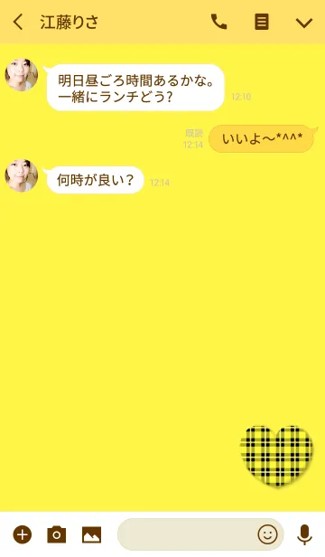 [LINE着せ替え] シンプルイエローチェックの画像3