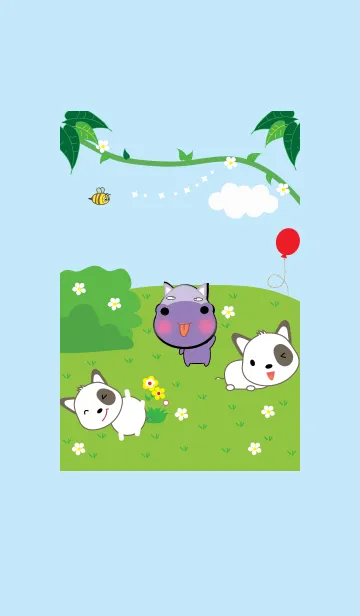 [LINE着せ替え] Hippo and dog theme (JP)の画像1