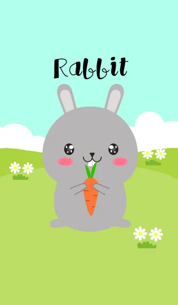 [LINE着せ替え] Simple Love Cute Gray Rabbit Theme(jp)の画像1