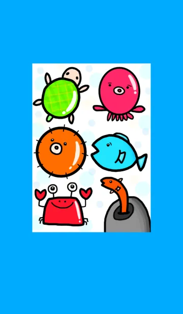 [LINE着せ替え] 絵がヘタな人が描いたシンプルな魚たち 5の画像1