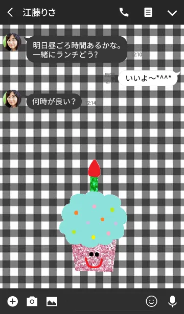 [LINE着せ替え] カップケーキ x ブラックチェックの画像3