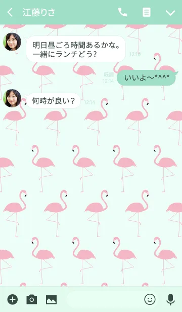 [LINE着せ替え] フラミンゴドリーム 大人ミントの画像3