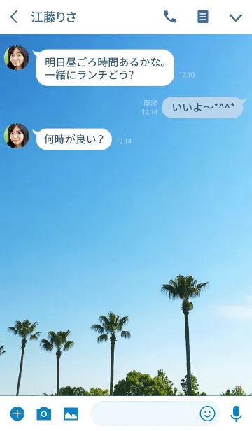 [LINE着せ替え] 青い空とヤシの木の画像3