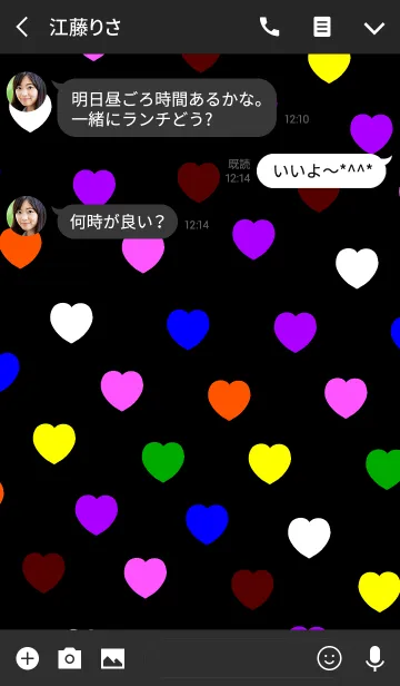 [LINE着せ替え] Black＆Colorful heartsの画像3