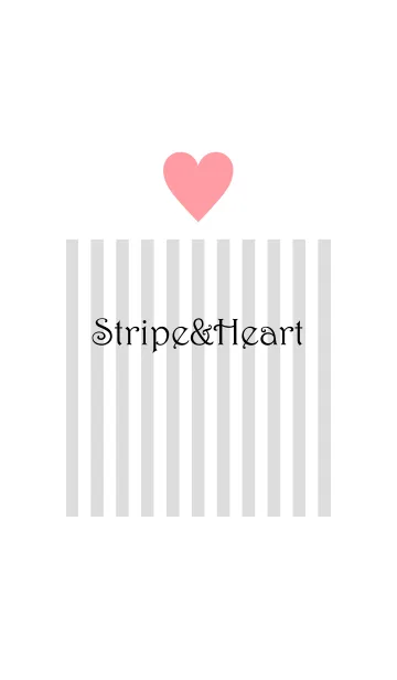 [LINE着せ替え] Stripe＆Heart - Gray+Pink -の画像1