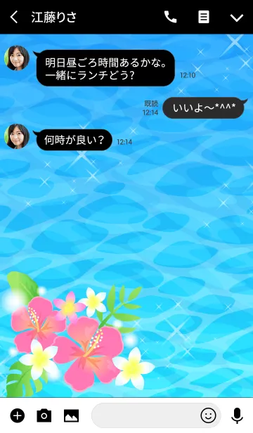 [LINE着せ替え] ハッピーな夏の海とハイビスカスの着せかえの画像3