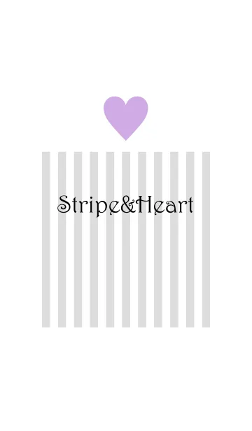 [LINE着せ替え] Stripe＆Heart - Gray+Purple -の画像1