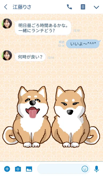 [LINE着せ替え] 柴犬の日常(仲良し)の画像3