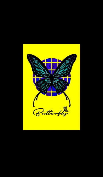 [LINE着せ替え] 大人DESIGN_BUTTERFLY =YELLOW/CHECKER=の画像1